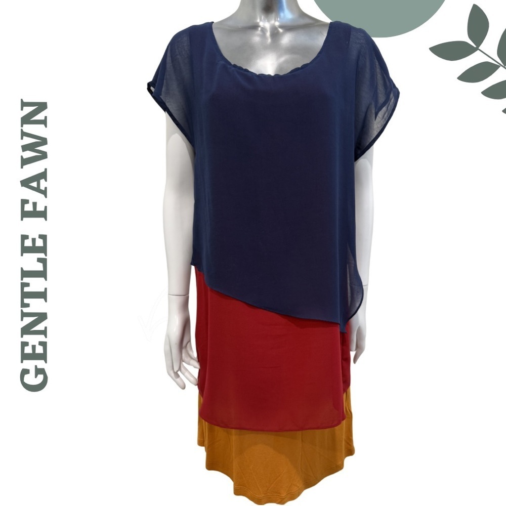 Gentle Fawn Layered Chiffon Dress Navy Medium - Picture 3 of 8